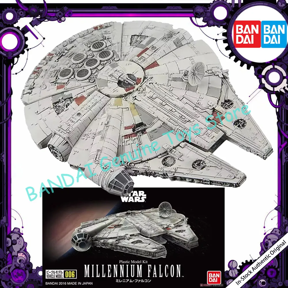 Bandai Original Star Wars Anime figura vehículo modelo 006 Millennium Falcon figuras de acción de juguete modelo adornos regalos para niños