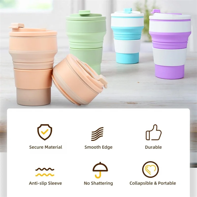 Garrafa De Água Dobrável De Silicone Retrátil, Copo Resistente A Alta Temperatura, Viagem Ao Ar Livre, Esporte, 350 ml, 500ml