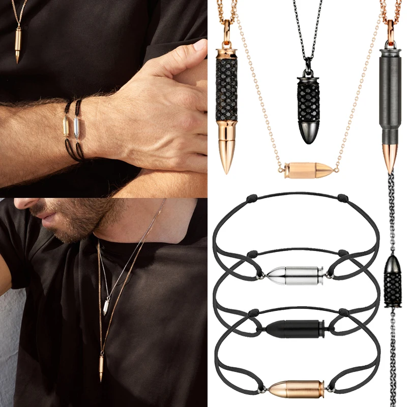 

Ювелирные изделия Akillis, роскошное ожерелье в форме пули BangBang, серебро 925, мужской и женский модный браслет в форме пули, серьги, бесплатная доставка