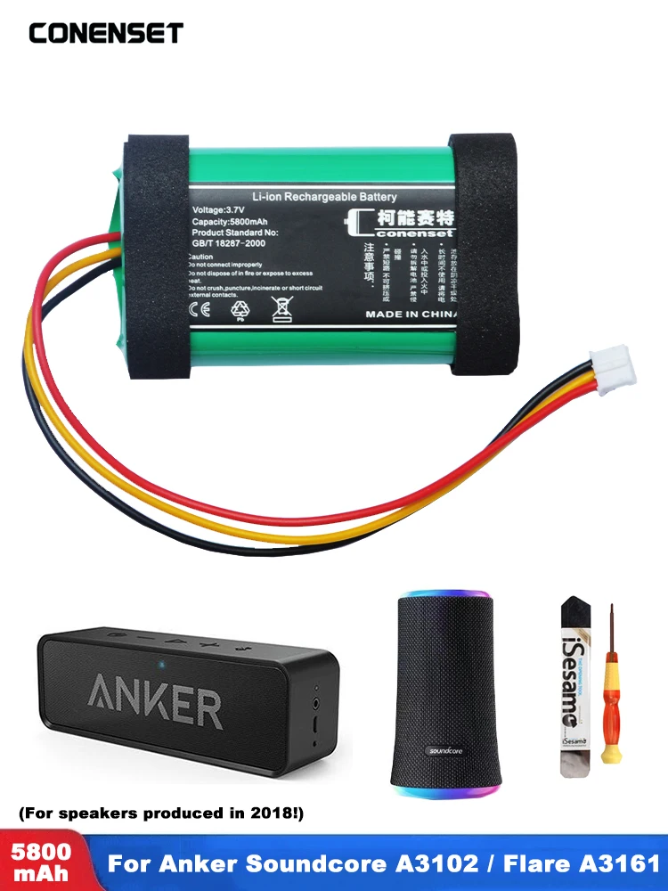 3.7V 5800mAh Battery For Anker Soundcore Flare 1 A3161 A3102 2018 year Wireless Bluetooth Speaker