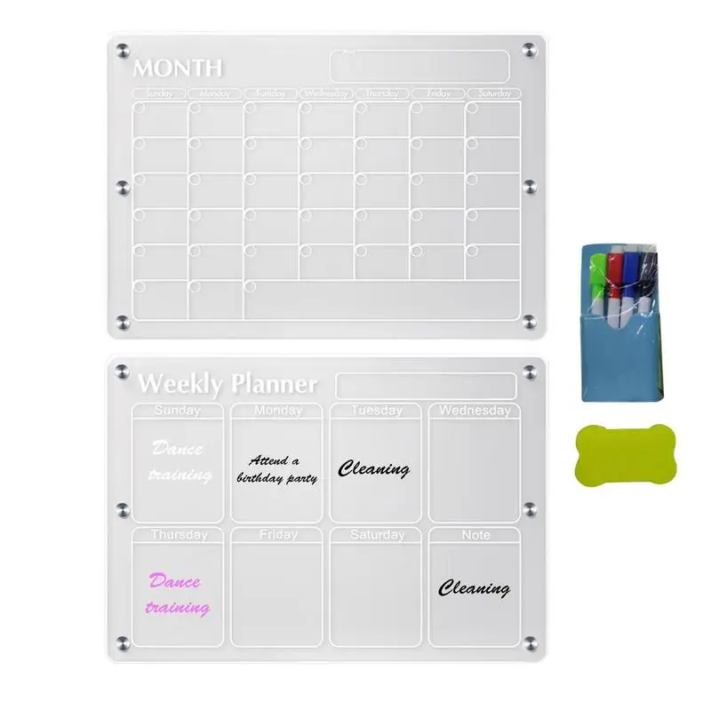 

Transparent Magnetic Calendar for Fridge Dry Erase Board Refrigerator WhiteBoard Small Board Planner