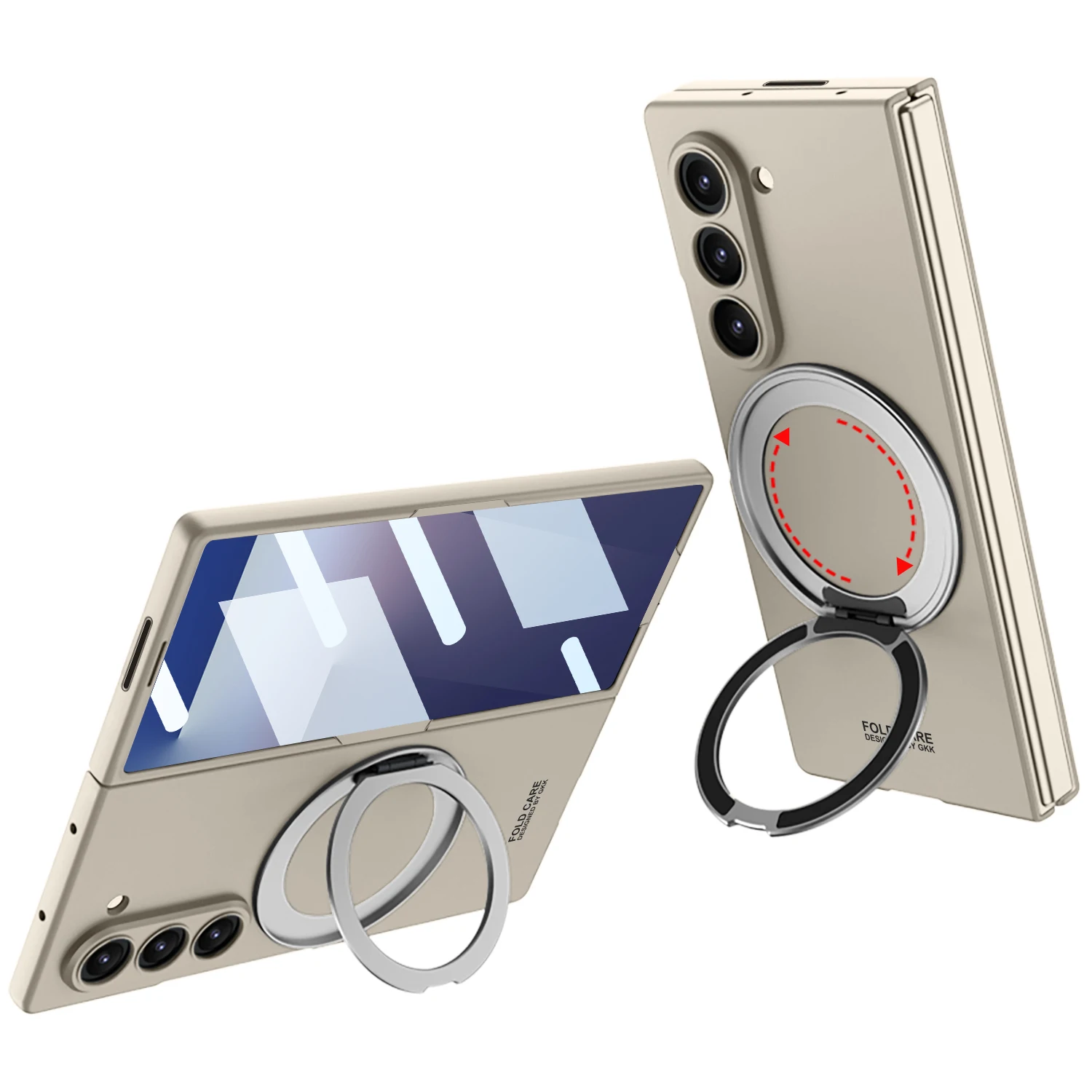 Rotating Bracket Magnetic Wireless Charging Phone Case for Samsung Z Fold 7 6 with Tempered Film Galaxy Fold7 Protective Cover