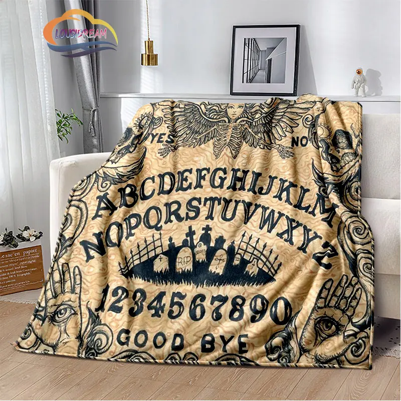 Witchcraft Satan blanket Ouija board with hands occultism Flannel  Sun Moon Pentagram Goat devil pattern gothic s