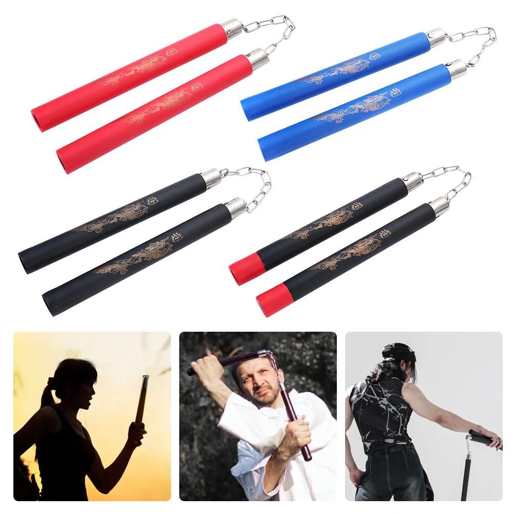 Fitness Nunchakus with Chain Safe Foam Training Nunchucks Non Slip Practice Nunchaku Foam Training Sticks for Martial Arts