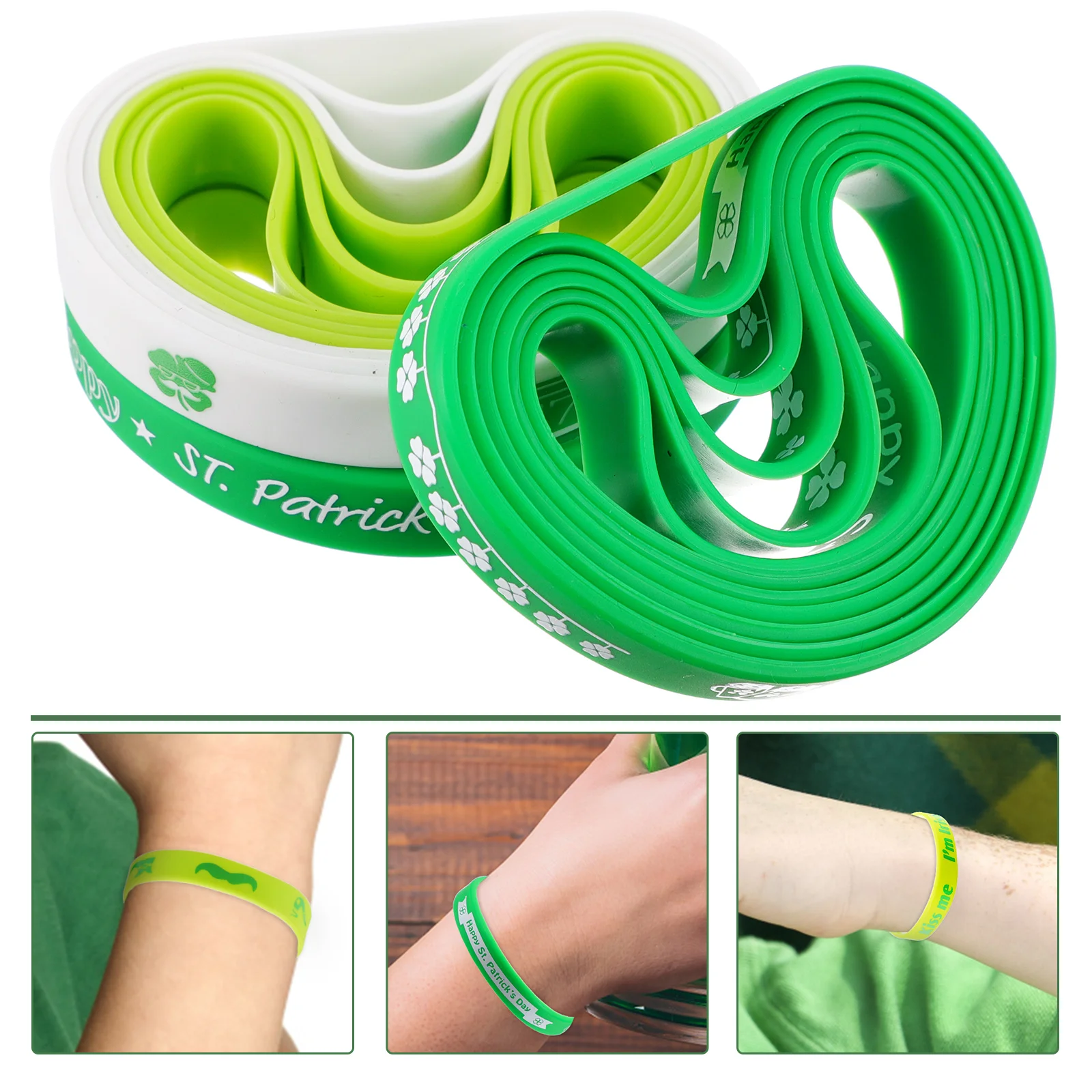

18pcs /Set Clover Silicone Wristbands St. Patrick'S Day Party Bracelets Fashion Eco-Friendly Comfortable Wrist Protector