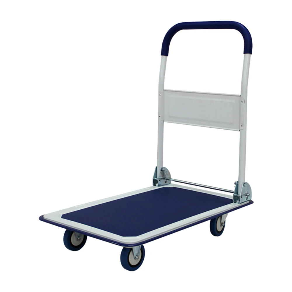 

660 lbs. Capacity Platform Truck Hand Flatbed Cart Dolly Folding Moving Push Heavy Duty Rolling Cart in Blue