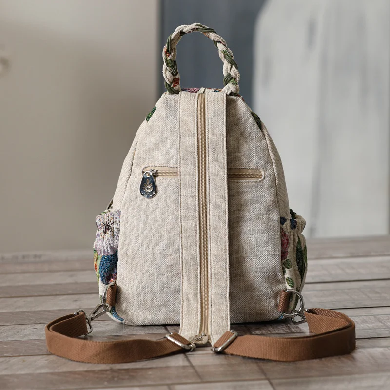 Handmade Backpack Vintage Ethnic School Bag for Adults Students Retro Bohemian Daypack Lightweight Casual Women Kids Knapsack