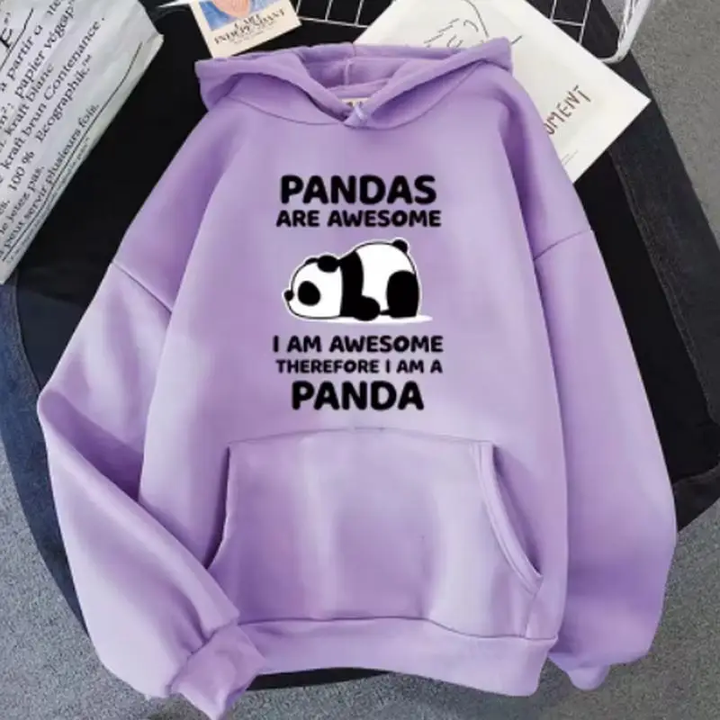 New Men'S Women'S Winter Autumn Fashion Hooded Pandas Are Awesome I Am Awesome Therefore I Am A Panda Casual Long Sleeve Hoodies