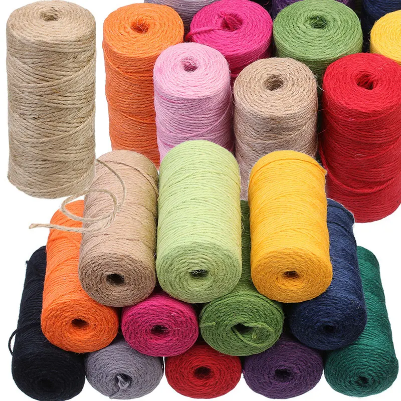 

100Meters 2MM Jute Twine Natural Vintage Jute Rope Cord String Twine Burlap Ribbon For Christmas Gift DIY Party Decoration