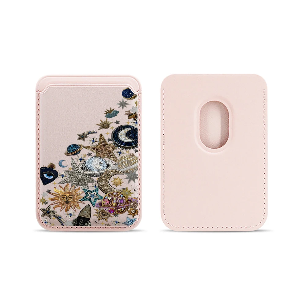 Golden Stars Moon Y2K Leder-Kartenetui Handyhülle Kartenhalter Magnetische Hülle Geeignet für alle iPhones mit Magsafe-Kartenfunktion – Detail 19
