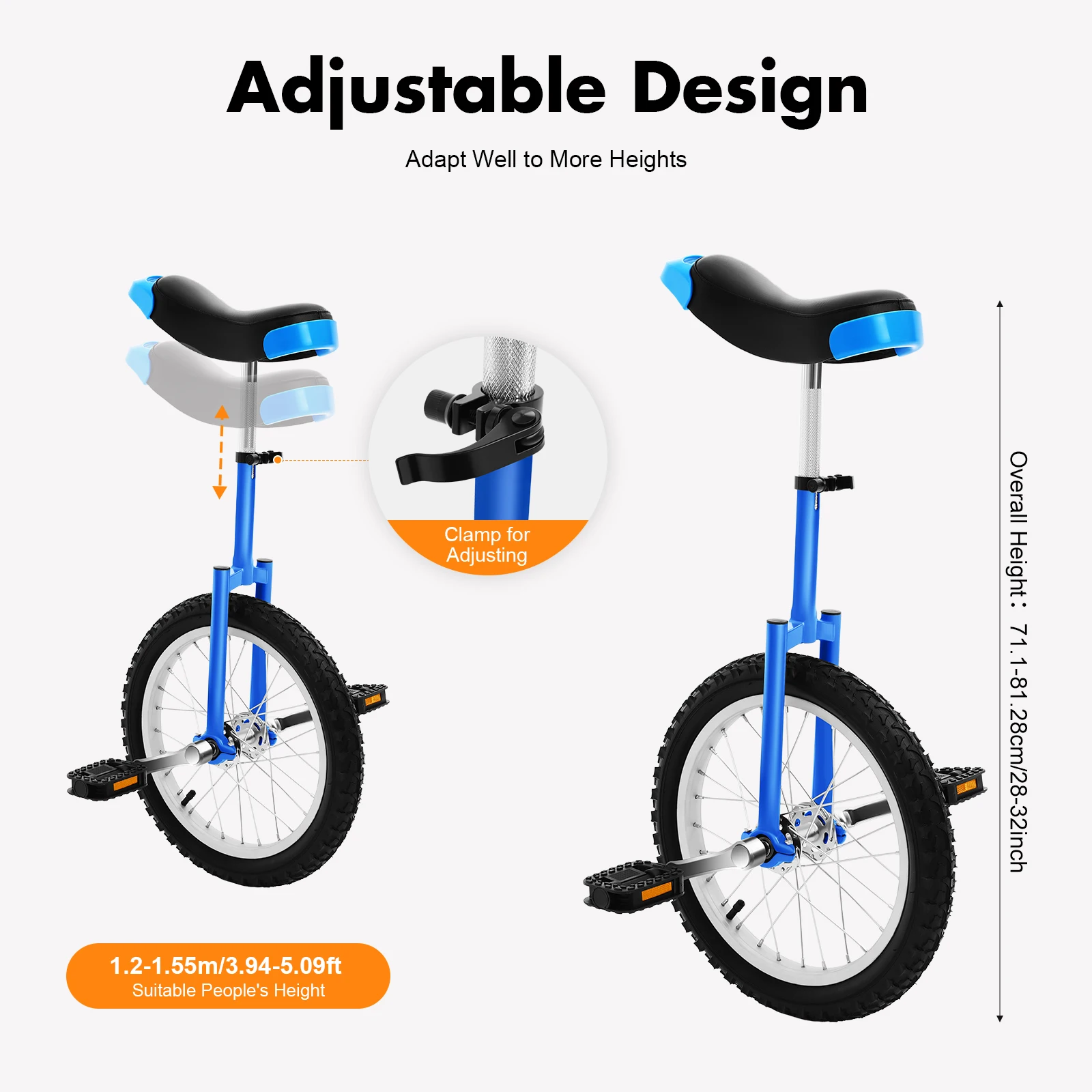 Outdoor Wheel Unicycle, Height Adjustable Unicycle for Children and Adults, Outdoor Sport, One Wheel Bike, Balance Exercise Bike