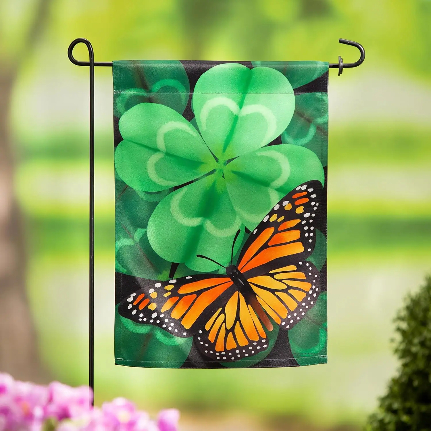 Evergreen Flag Butterfly Clover St. Patricks Day Garden Flag 12x18 double sided | Small Garden Flags For Outside | St Patric EEZ