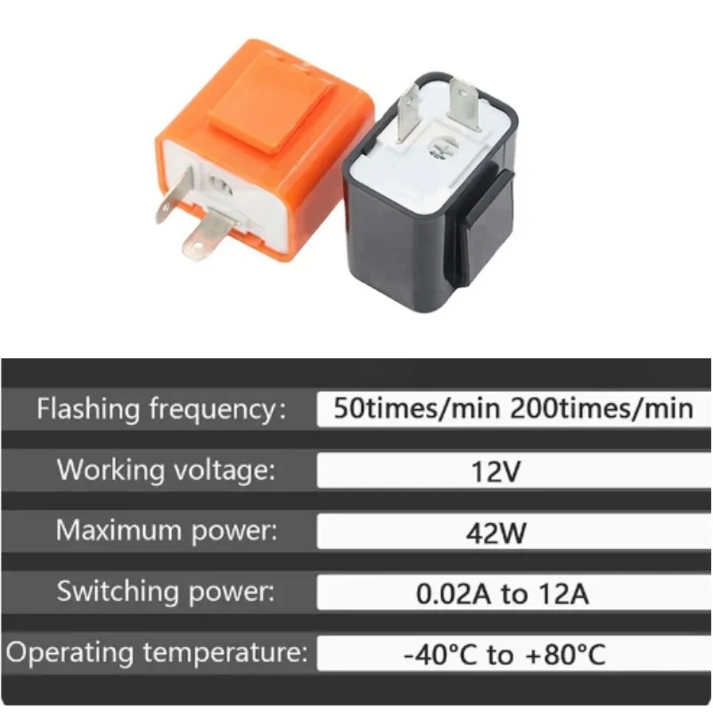 12V Speed Adjustable 2 Pin LED Electronic Flasher Relay for Motorcycle Turn Signal Direct Replacement Universal Hazard Warn