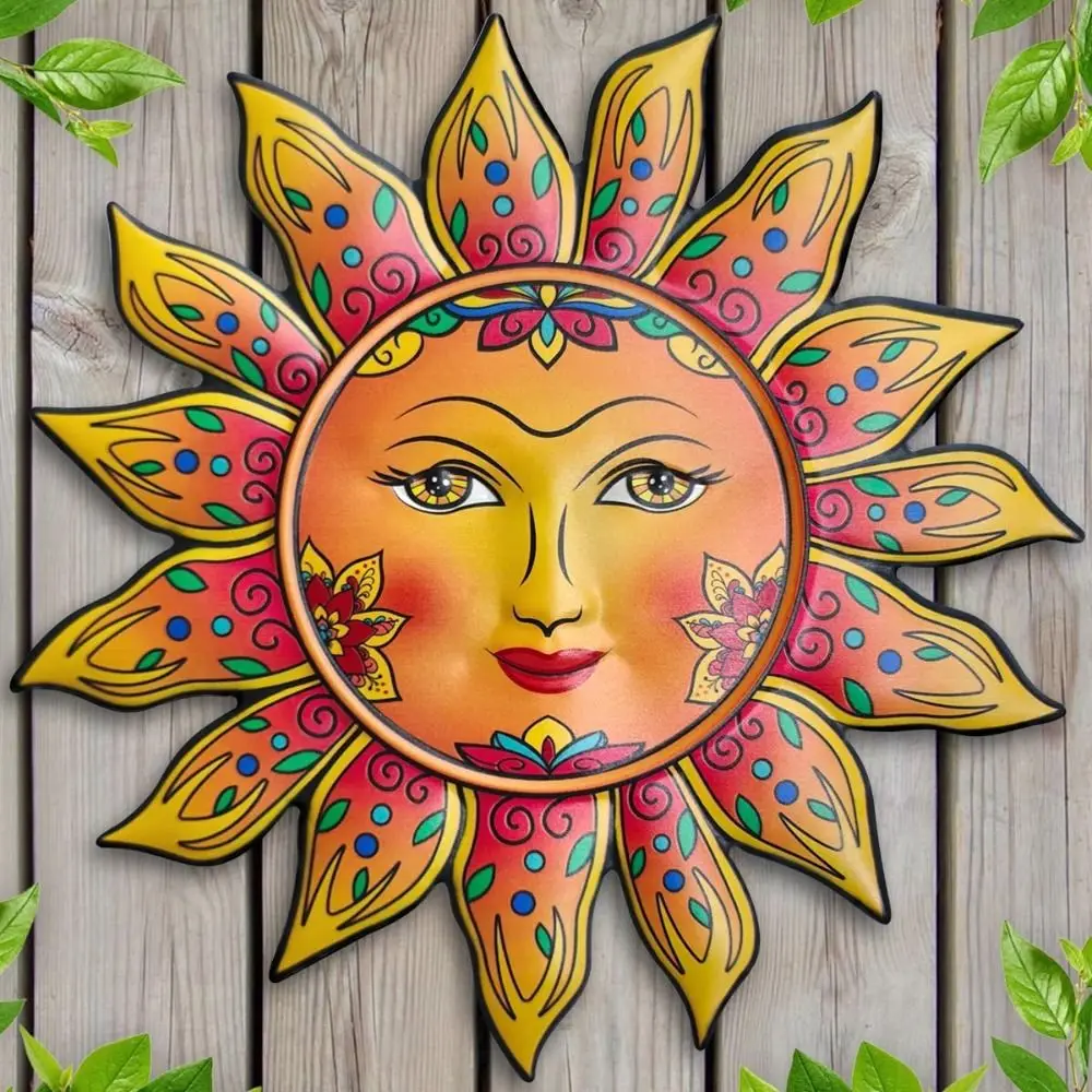

New Metal Sun Wall Decor Friendly Face Funny Wall Art Decoration Sun Flower Hanging Decoration Yard Patio Fence