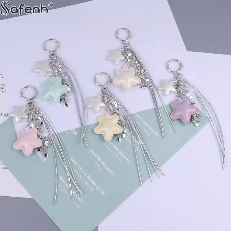 1 قطعة سلسلة المفاتيح ستار الموضة Y2K الحلو ستار شرابة كيرينغ سيارة مفتاح حامل حقيبة الفتيات قلادة الديكور لأفضل صديق الهدايا #3