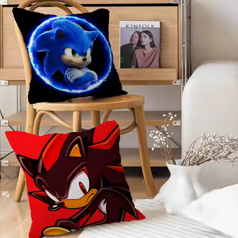 Sonic The-Hedgehog Stitch Lucky Dragon Pillow Cover Sofa Cushion Cover Home Room Decoration Children Gift