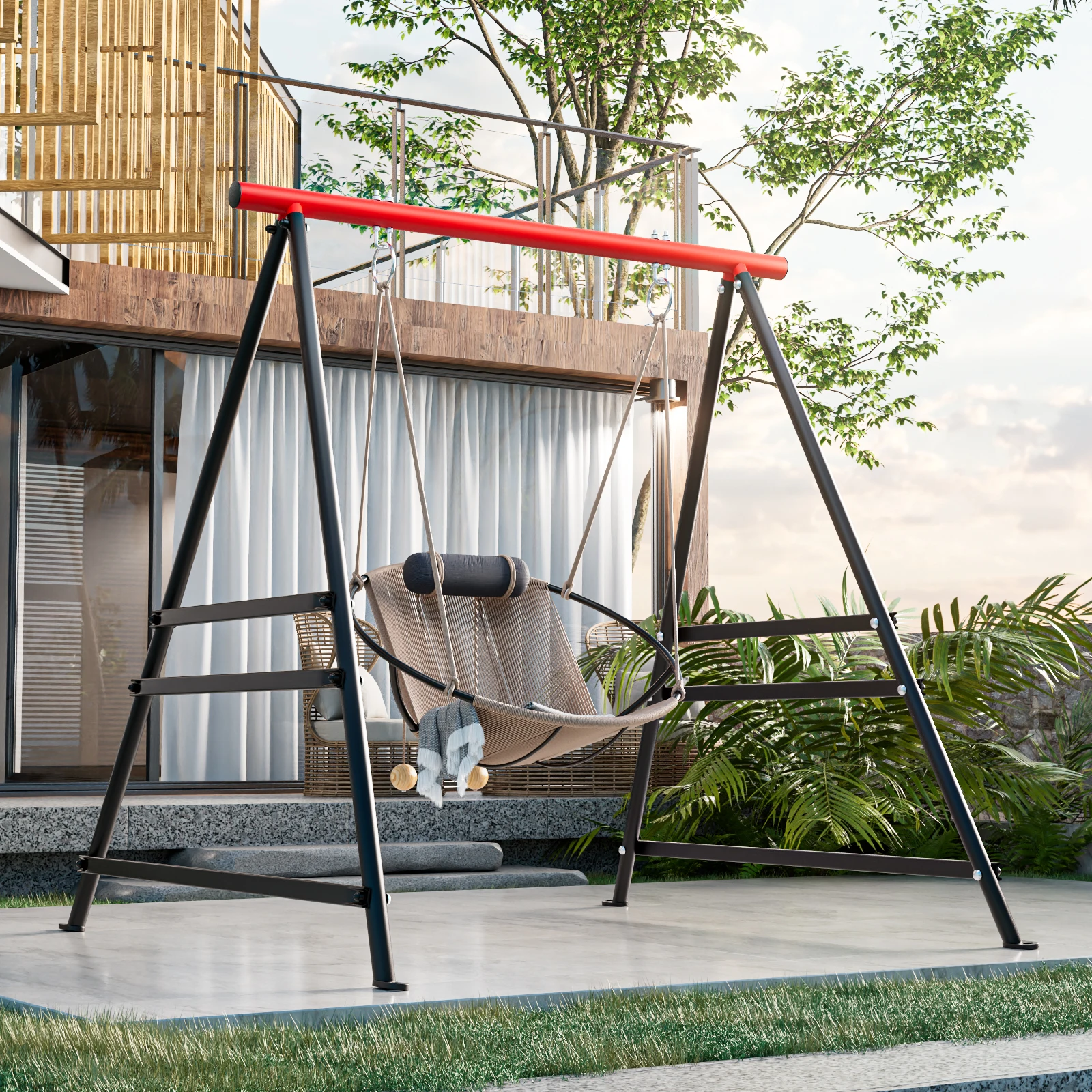 Swing Stand Frame,Swing Set Frame for Both Kids and Adults,600 Lbs Metal A-Frame Backyard Swing for Indoor Outdoor