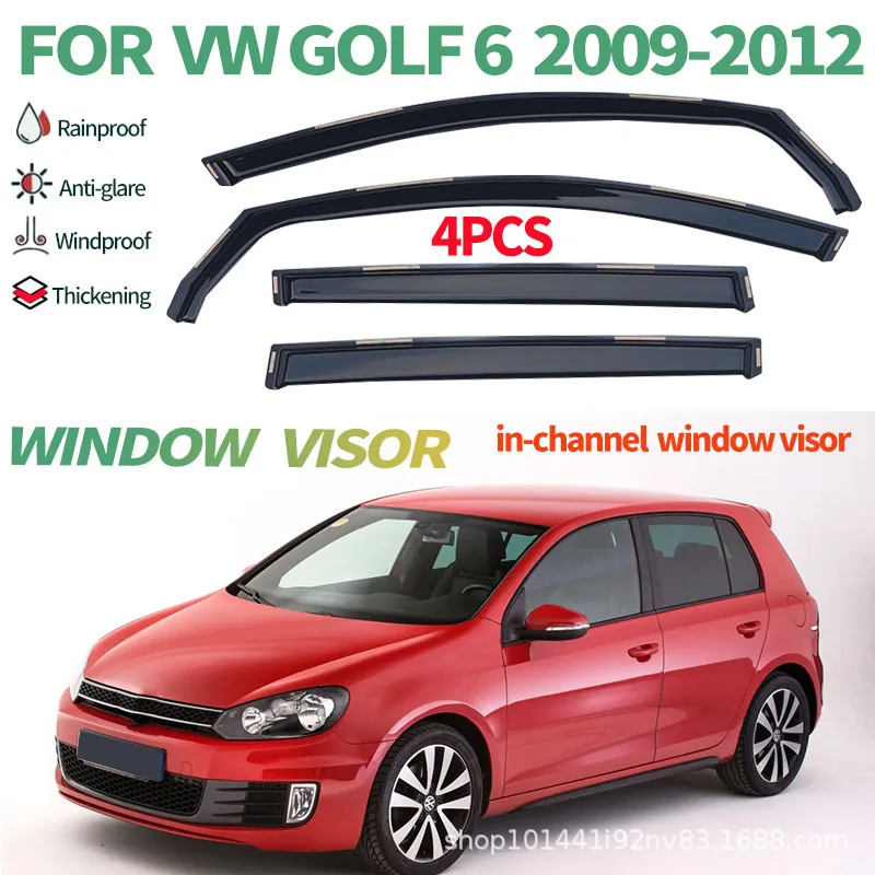 Suitable for GOLF MK6/6 built-in weatherproof ln-Channel Window Visor Wind & Rain Deflectors No-Drill Design