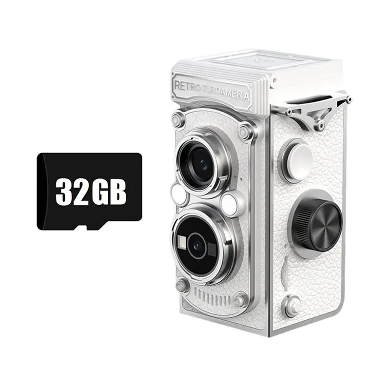 

ABZZ-двойной объектив, 5 МП, 1080P, FHD, мини-цифровая камера для записи видео, винтажный стиль, портативный ретро-дизайн, включает в себя флэш-карту памяти