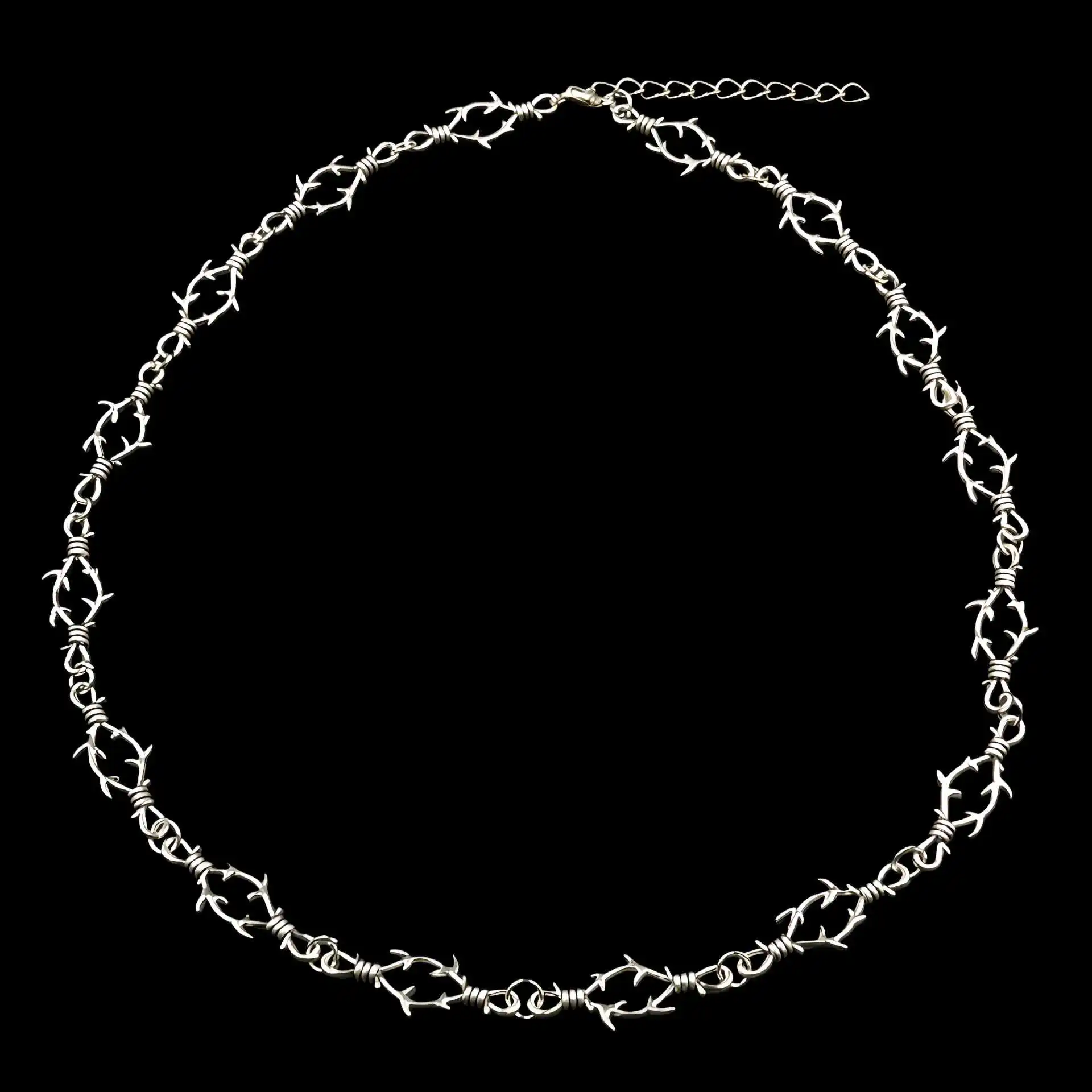 Barbed Wire Silver Plated Necklace Bracelet Emo Goth Crown of Thorns Diy Bracelet Barbed Wire Necklace Grunge Branch