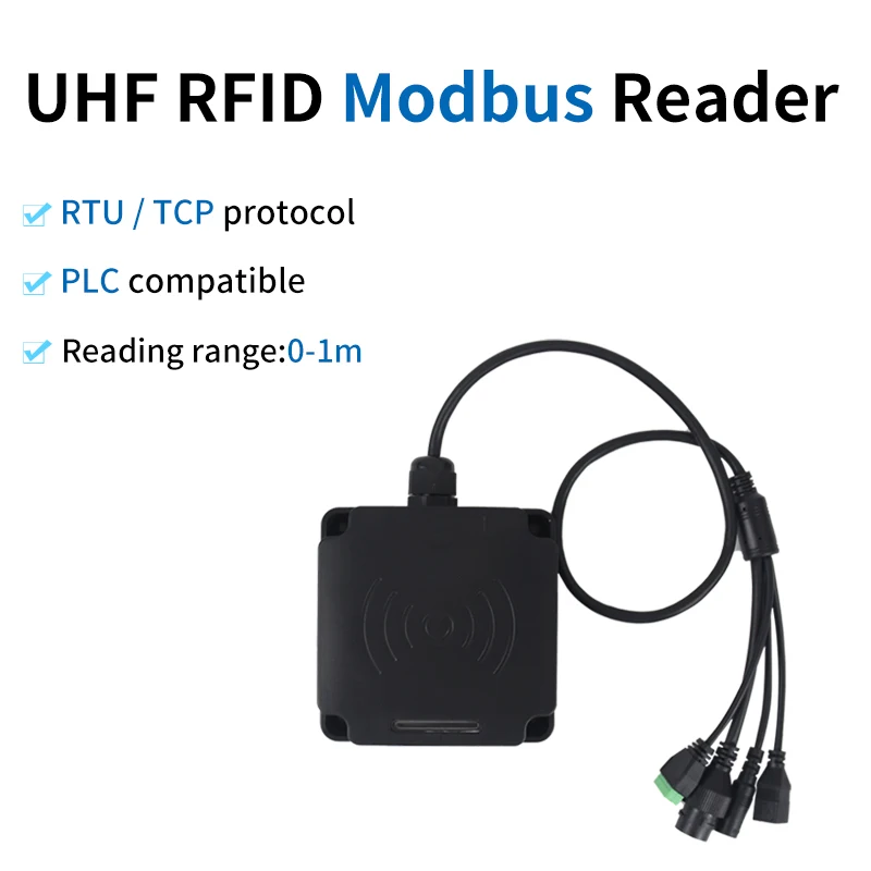 RTU Modbus UHF RFID Reader TCP/IP RS232 RS485 1-3m Read Rang UHF RFID Industrial Reader for PLC Production Line Management