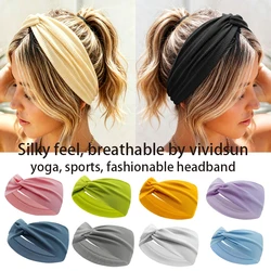 Bandeau de sauna torsadé en tissu fileté soyeux pour femmes et filles, bandes de cheveux élastiques, turban rond, yoga, entraînement, course à pied, sport