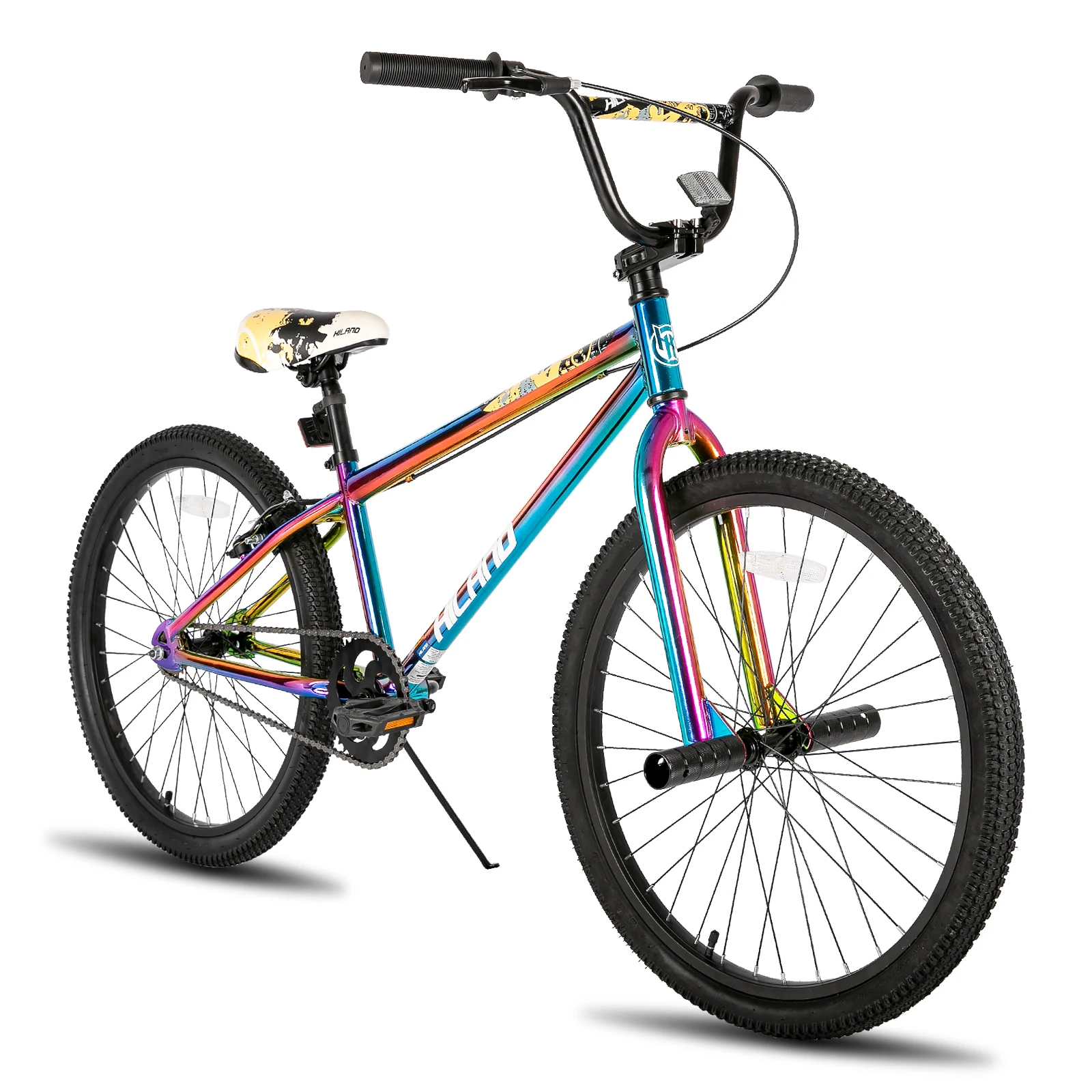 Hiland 24 26 inch BMX Bike for for Teen Bike and Adult Bikes, Beginner-Level BMX to Advanced Riders with 2 Pegs