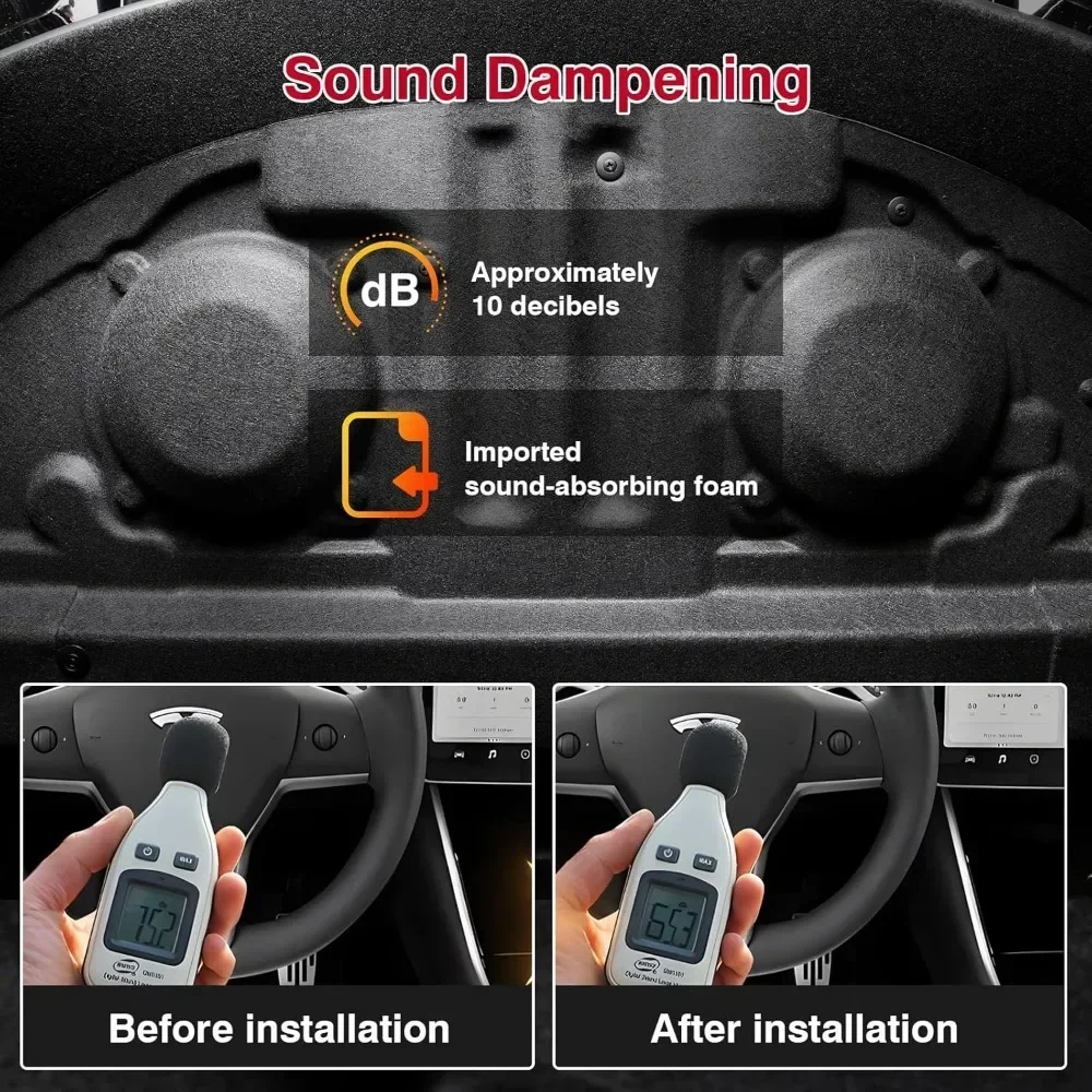 Noise Insulation Soundproofing Foam Trunk Sound Insulation Noise Reduction Accessory Compatible for Tesla Model 3 Highland 2024