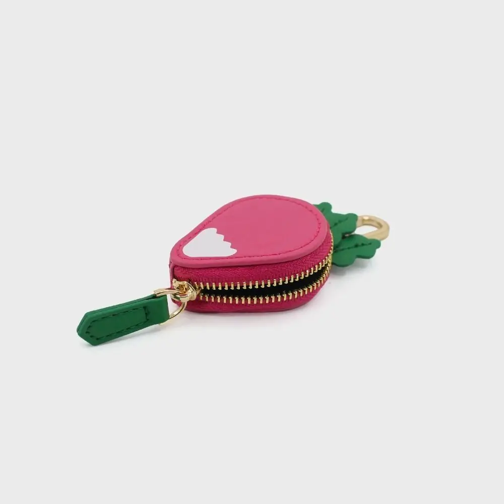 موضة الفجل الفاكهة شكل محفظة نسائية للعملات المعدنية سستة لطيف بولي Leather قلادة جلدية الكورية نمط المفاتيح سماعة أذن صغيرة حقيبة الإناث