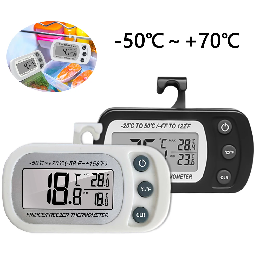 Fridge Thermometer With Hook Anti-Humidity Refrigerator Freezer Electric Digital Thermometer Temperature Monitor LCD Display