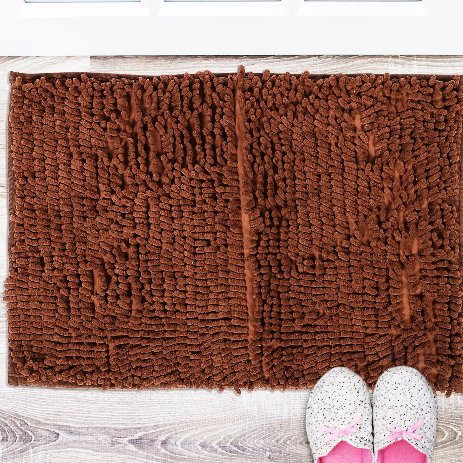 

Water Absorbent Bath Rug Mat Non-Slip Bathroom Floor Mat Shower Rug Doorway Entry Doormat Soft Chenille Floor Pad