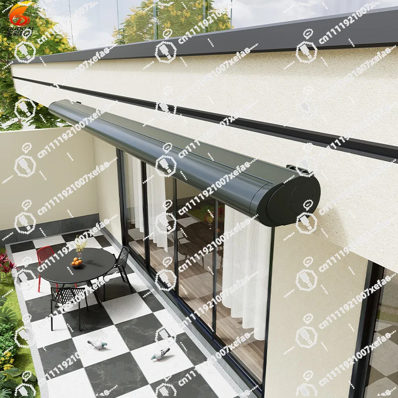 

Modern full roller shutter retractable awning with remote control, aluminum frame, acrylic canvas, foldable