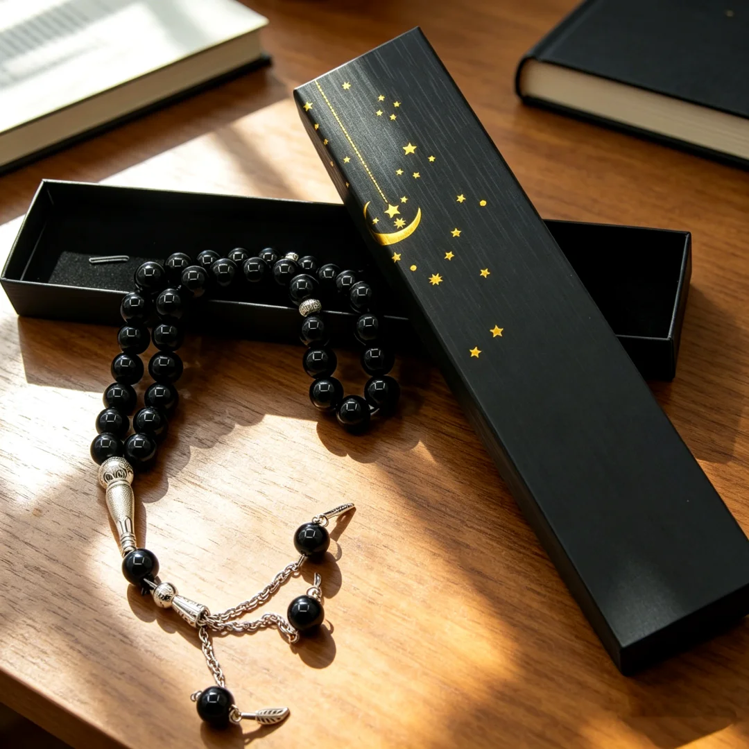 Muslim Prayer Beads 10 mm Tasbih Rosary Masbaha Finger Counter Tasbeeh 33 Beads With Box Islamic Misbaha Handmade Ramadan Gift