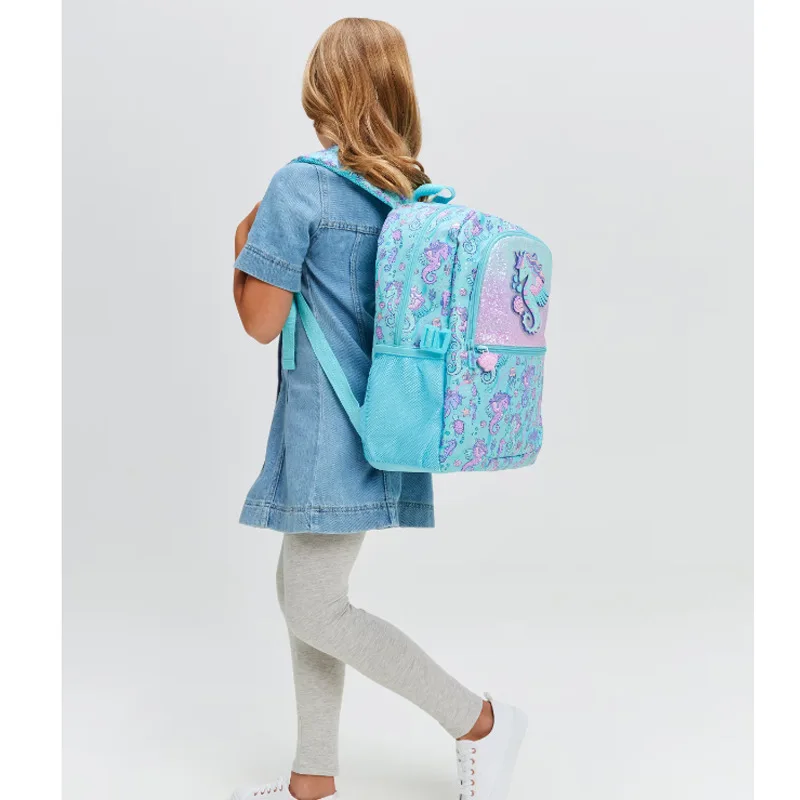 

NEW Australia Smiggle Schoolbag Disney Seahorse unicorn Children'S School Bag Anime Backpack Cartoon Backpack Children'S Gif