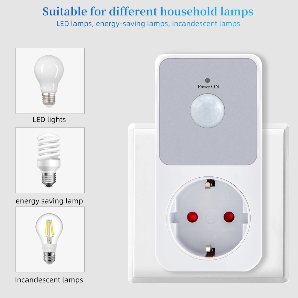 Enchufe de seguridad de protección de Sensor infrarrojo PIR, gran angular de 120 °, sensores automáticos, luces de inducción, lámpara de interruptores de llama para PC