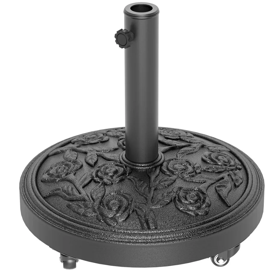 

Round Patio Umbrella Base 46 lbs Resin Umbrella Base with Wheels Outdoor Umbrella Stand for 1.3 1.5 1.9 Umbrella Poles for Out