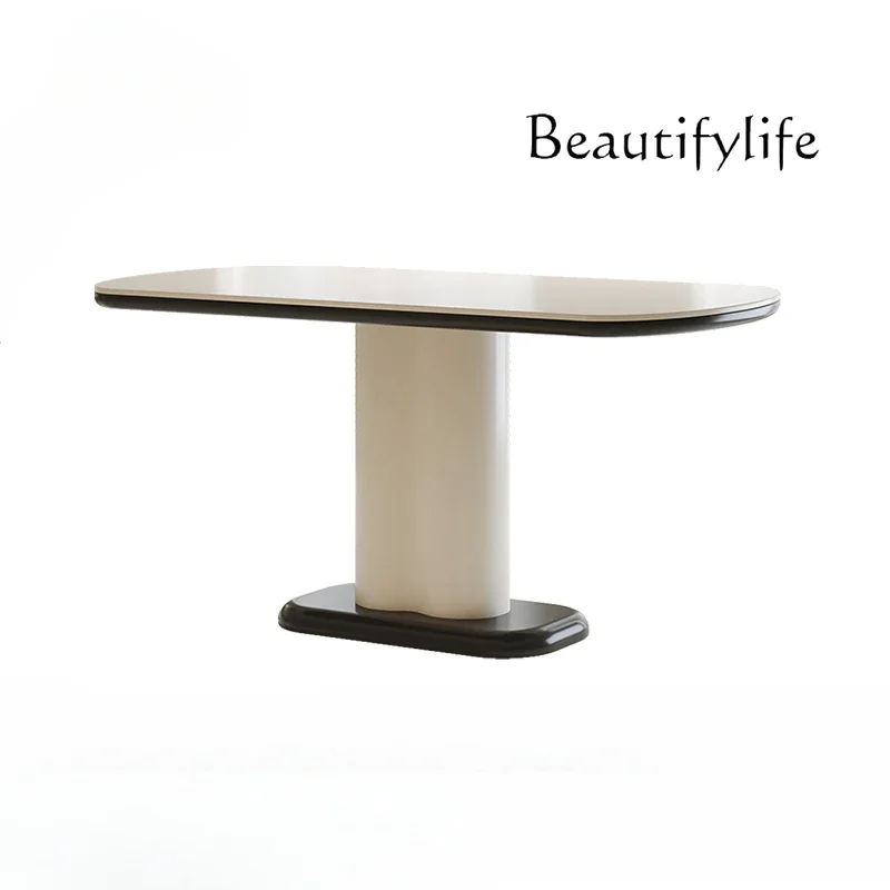 N19 Stone Plate Dining Table Living Room Modern Simple and Light Luxury High-Grade Small Apartment Home Minimalist Dining Table