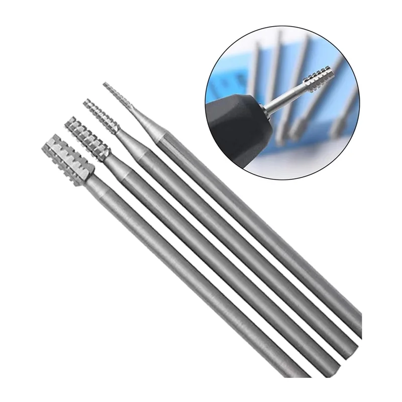 ABXF-12Pcs Jewerly Burr Sets -3/32Inch Shank Cone Tapered Cross-Cut Shape Lapidary Burr Jewelry Engraving Bits Carving Tools