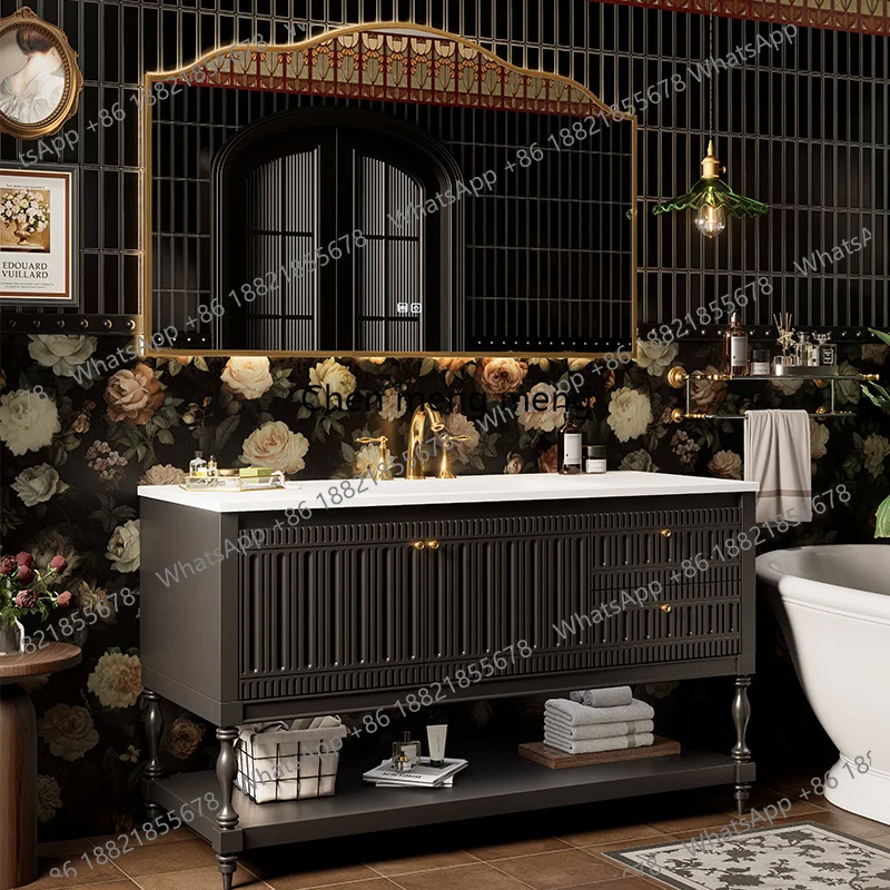 

French Retro Bathroom Cabinet Accessories Customization Space Saver Cupboard Decorations Magazine Racks Archivadores Furniture