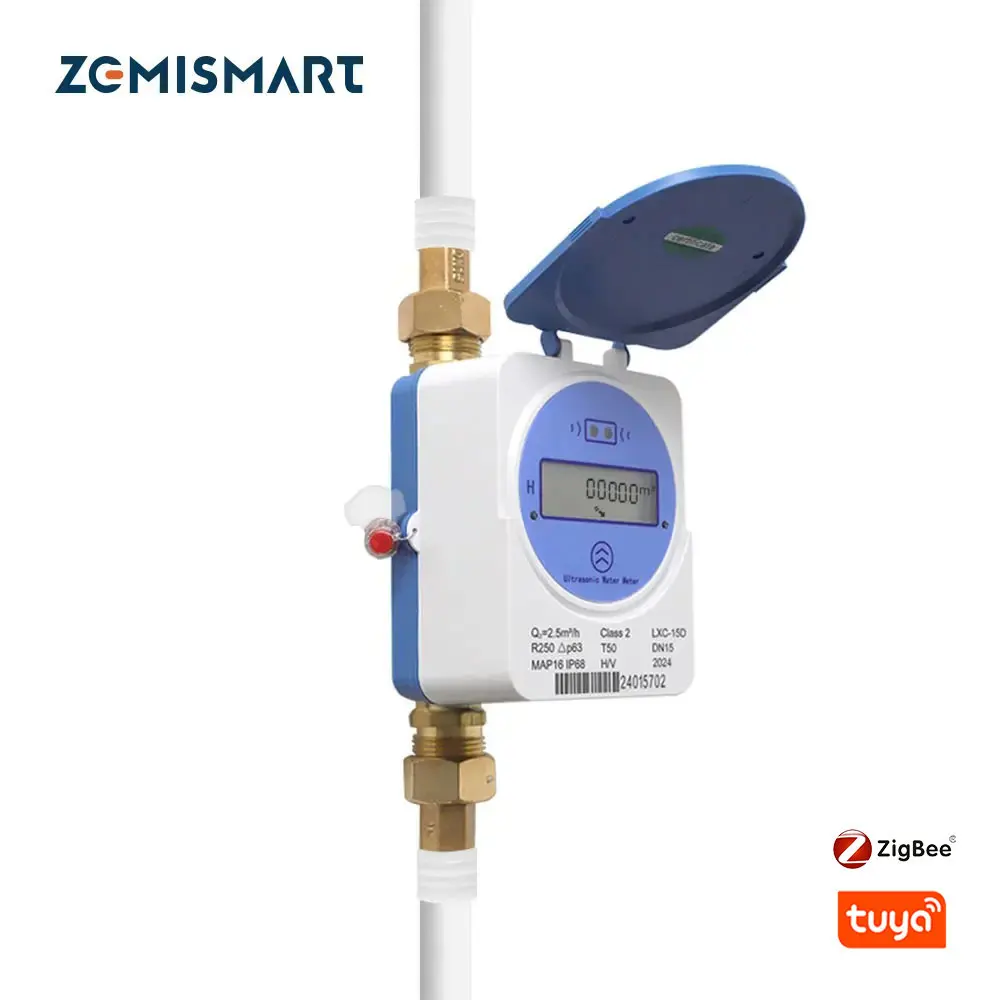 Zemismart Tuya Smart Zigbee Ultrasonic Water Meter DN15 DN20 DN25 Water Consumption Measurement with LCD Digital Display IP68