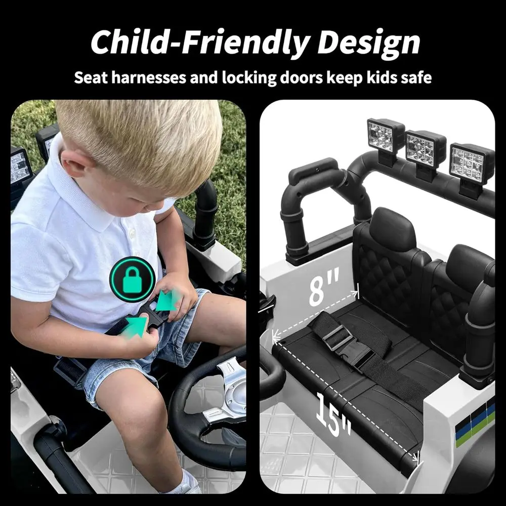 Jouet pour enfants 24V, véhicules électriques pour enfants, voiture, camion pour tout-petits de 3 à 5 ans avec télécommande, moteur 2x200W, neige Whi