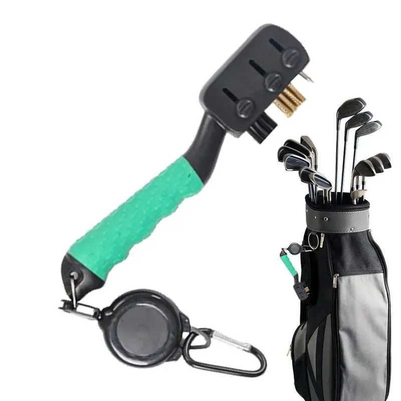 Handy Golf Club Cleaner Brush, Groove Scrub, Mosquetão Clip, Ferramenta De Limpeza Ergonômica