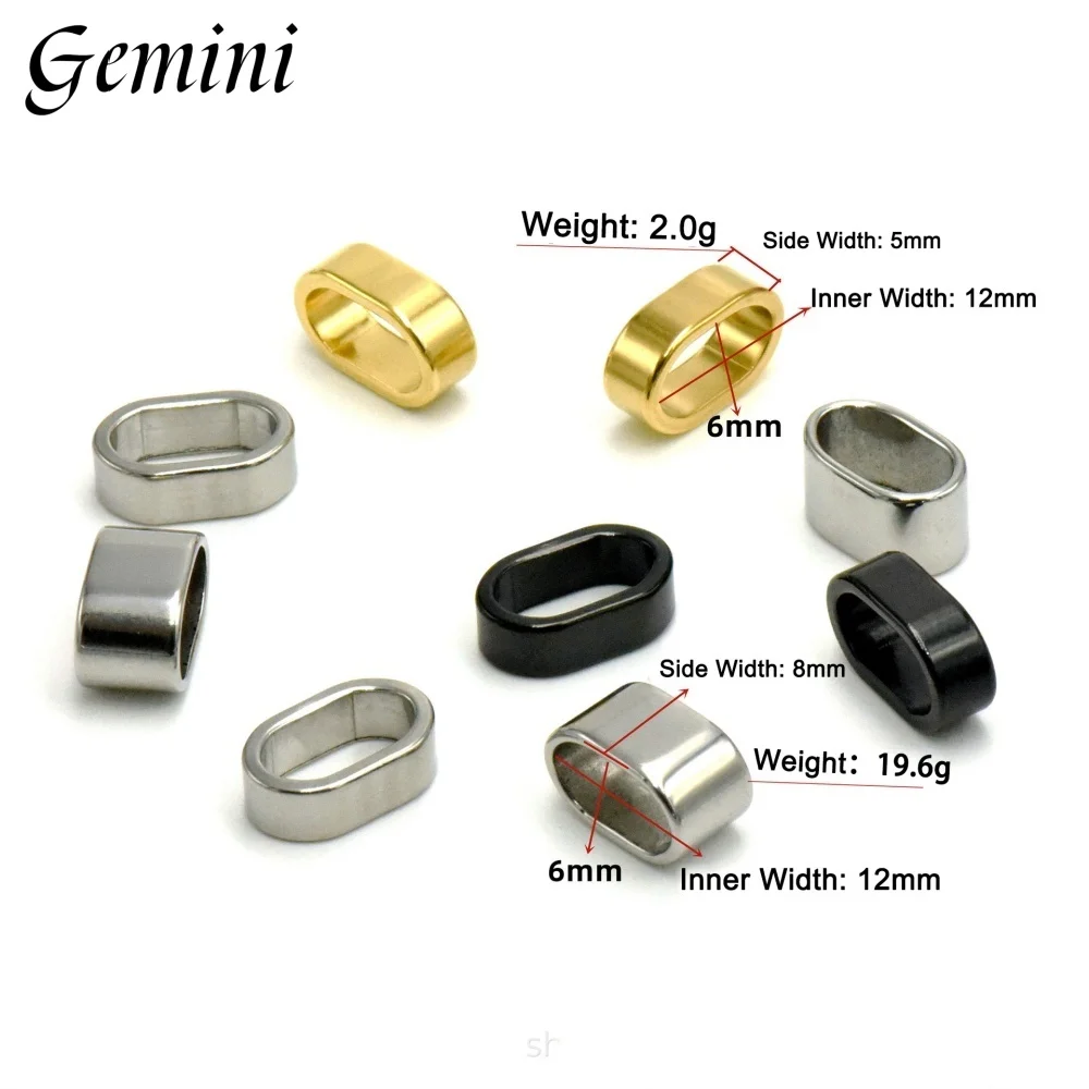 10pcs 316L 스테인레스 스틸 가죽 코드 비즈 12*6mm 가죽 팔찌에 대 한 더블 스페이서 비즈 DIY 쥬얼리 액세서리 만들기