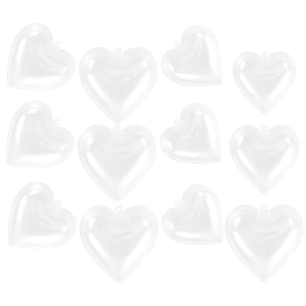

12 Pcs Decorative Fillable Ball Heart Shaped Clear naments for Christmas Tree Wall Door Window Fireplace DIY 65x65x38mm
