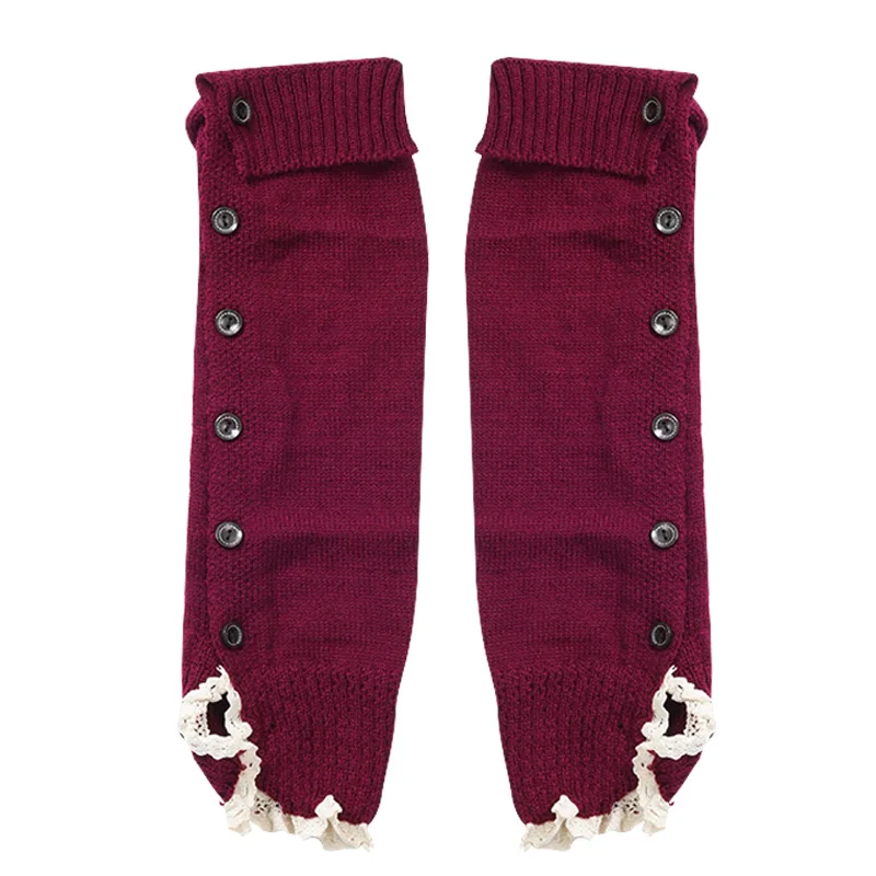여성용 레트로 버건디 레그 워머 양말, 로리타 코스프레 의상 액세서리, 소녀 레이스 루즈 스타킹, 메이드 레그 슬리브, 2024