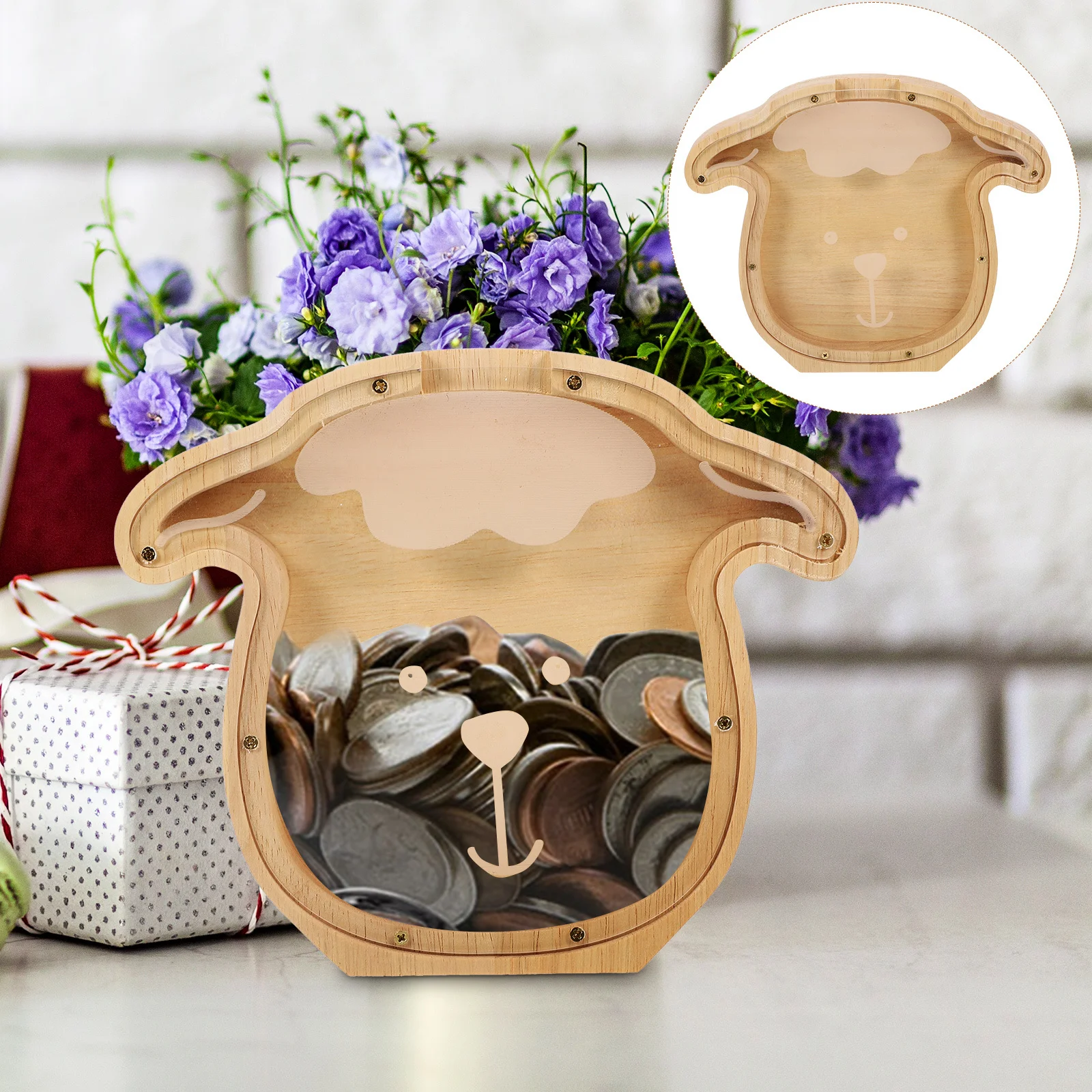 

Durable Wooden Rabbit Piggy Bank Coin Collector Practical Money Pot Kids Gift Home School Office Decoration Money Pot