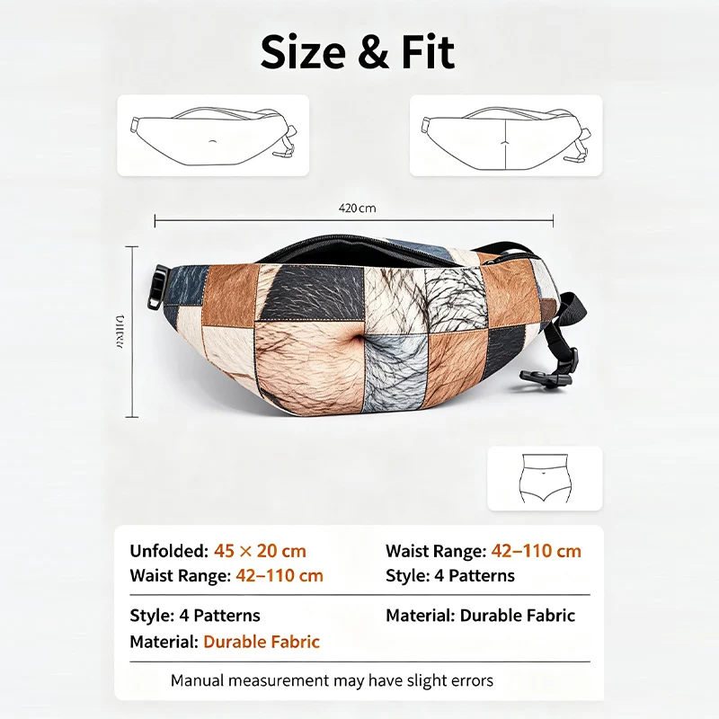 2026 Neue Lustige Fake-Bierbauch-Gürteltasche 3D Unsichtbare Bauchtasche mit Reißverschluss Versteckter Aufbewahrungsbeutel Scherzartikel Geschenk für Outdoor-Partys – Detail 1