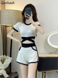 Bikini Sets Women Bandage Gentle Patchwork Beach Teens Young Popular Sexy Cute Retro Ulzzang Slender Prevalent Summer Swimwear