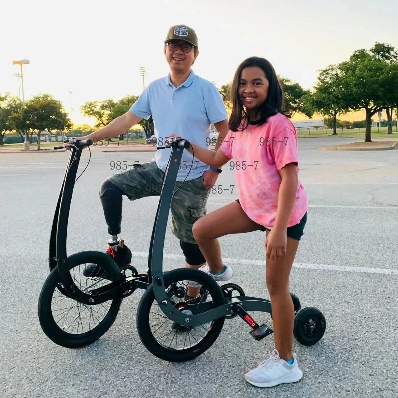Portable 20 Inch Folding Half Bike, No Seat Stand Up Fitness Sports Bike
