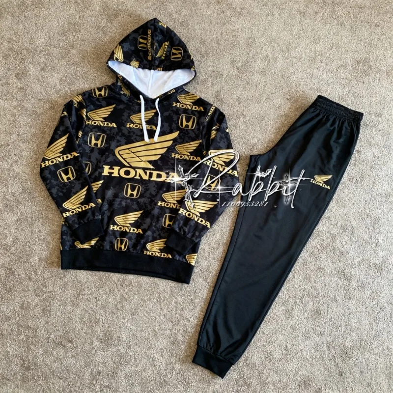 

Autumn/Winter HondaRacing TeamFashionStreet Hoodie Set MOTO RacingOff Road Bicycle Downhill Special Pants Set RidingRetro Hoodie